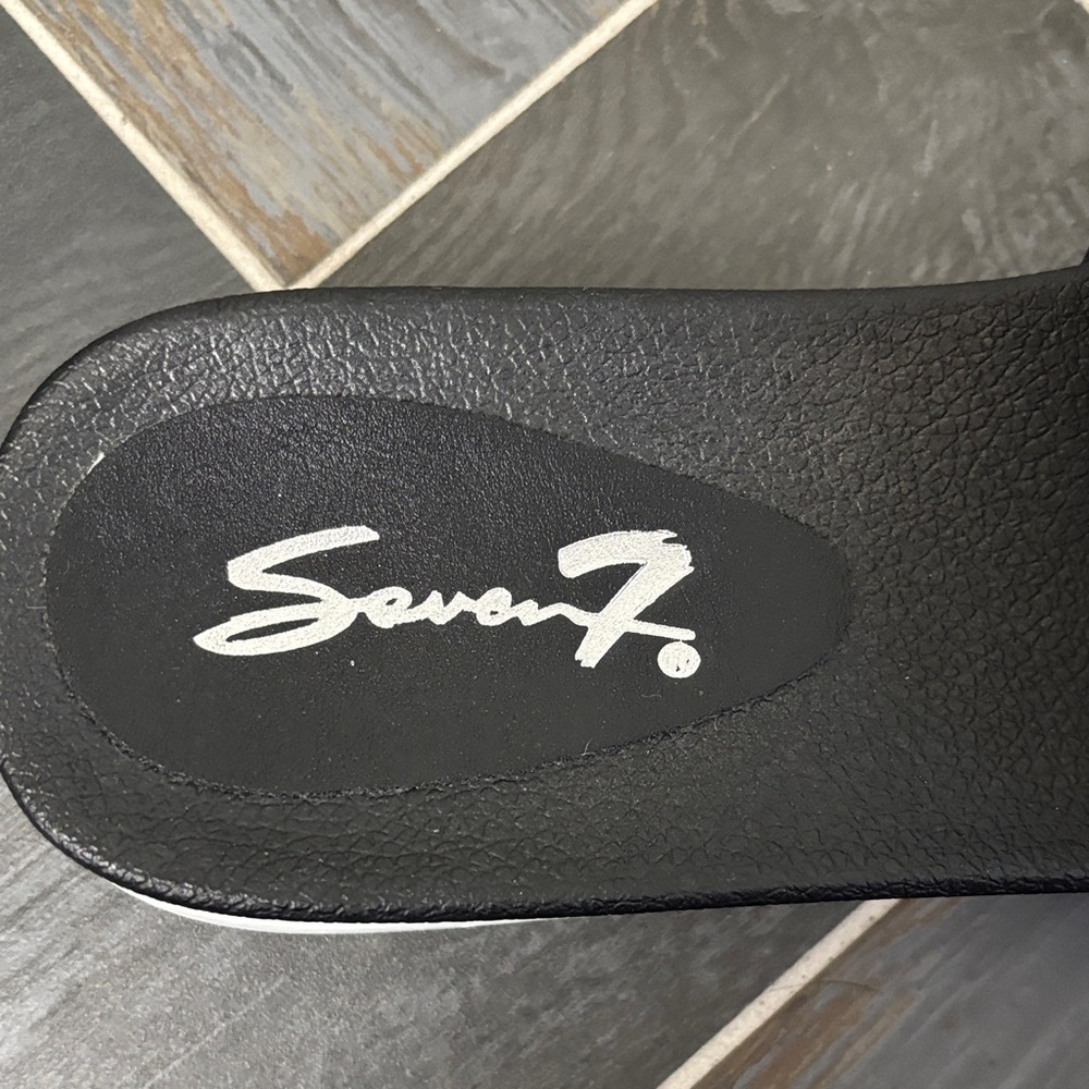 Seven7 Black and White Slide Sandals - Picture 2 of 4